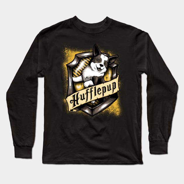 Hairy Pupper House Hufflepup Long Sleeve T-Shirt by dauntlessds